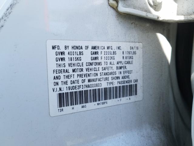2017 ACURA ILX BASE W 19UDE2F37HA000603