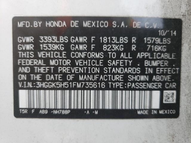 2015 HONDA FIT LX 3HGGK5H51FM735616