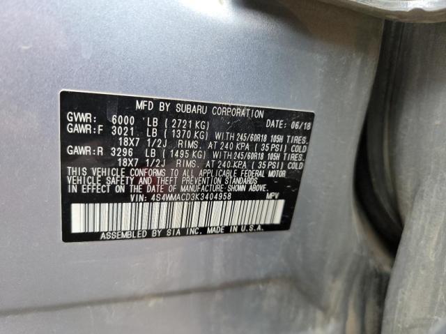 2019 SUBARU ASCENT PRE 4S4WMACD3K3404958