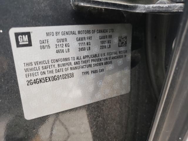 2016 BUICK REGAL 2G4GK5EX0G9102938