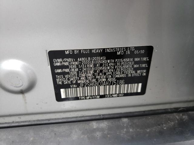 2010 SUBARU FORESTER X JF2SH6BC0AH775186