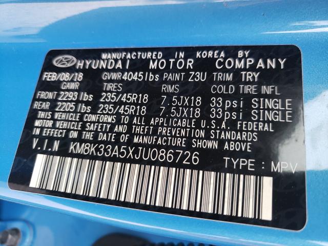 2018 HYUNDAI KONA LIMIT KM8K33A5XJU086726