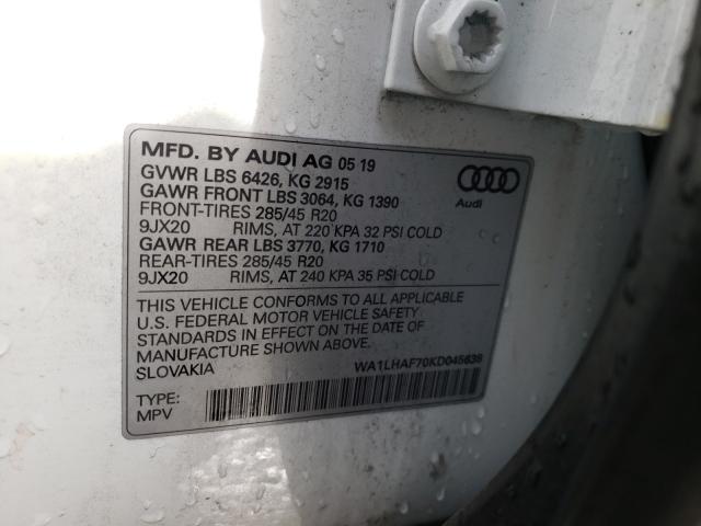 VIN WA1LHAF70KD045638 2019 Audi Q7, Premium Plus no.10