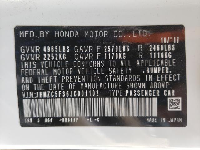 2018 HONDA CLARITY TO JHMZC5F36JC001102