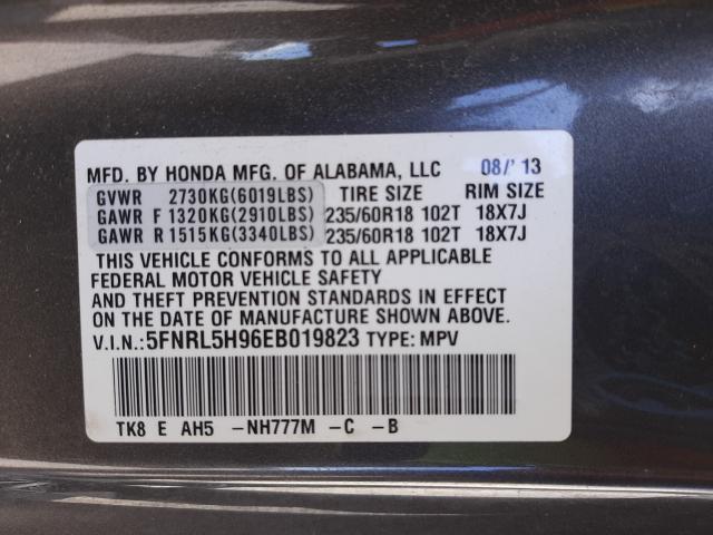 2014 HONDA ODYSSEY TO 5FNRL5H96EB019823