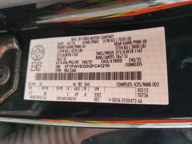 2016 FORD F150 SUPER 1FTFW1EG3GFC41210