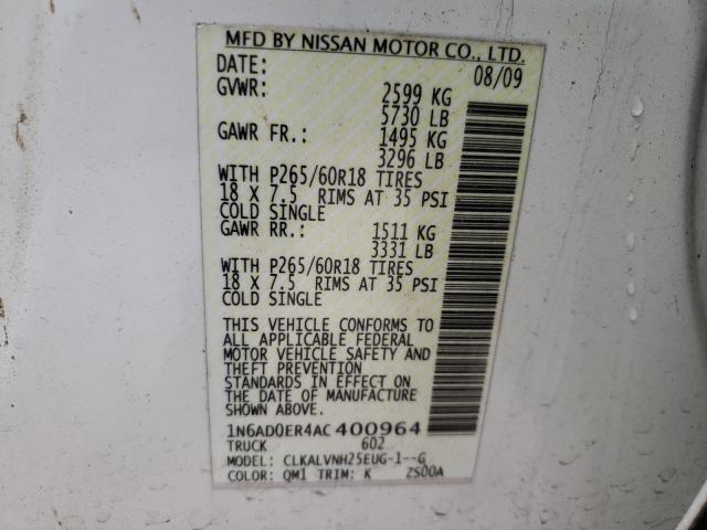 2010 NISSAN FRONTIER C 1N6AD0ER4AC400964