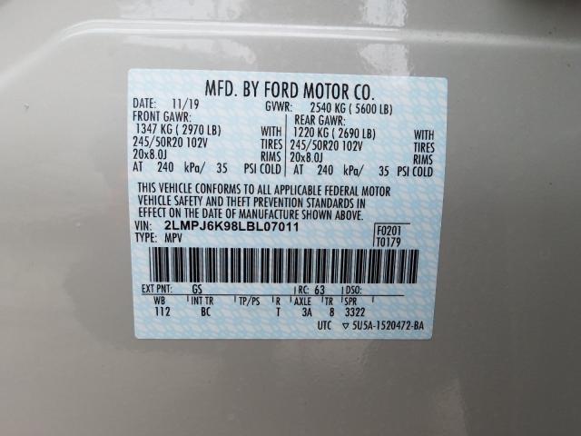 2020 LINCOLN NAUTILUS R 2LMPJ6K98LBL07011