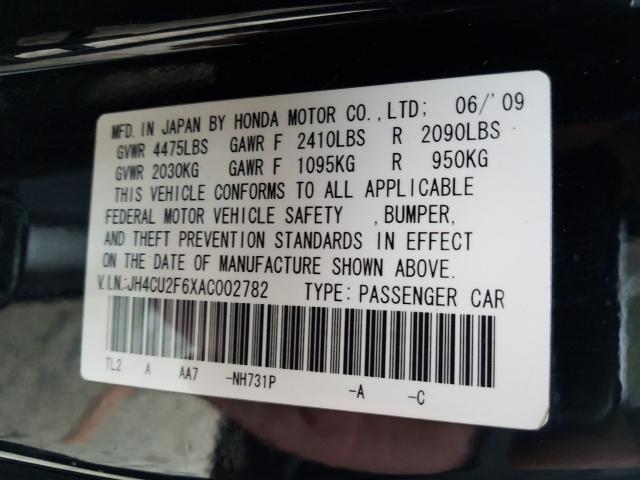 2010 ACURA TSX JH4CU2F6XAC002782