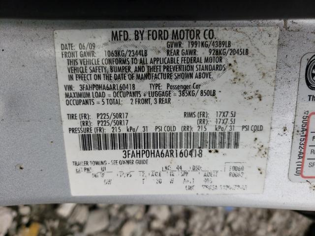 2010 FORD FUSION 3FAHP0HA6AR160418