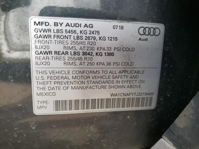 2018 AUDI Q5 PRESTIG WA1CNAFY7J2219488