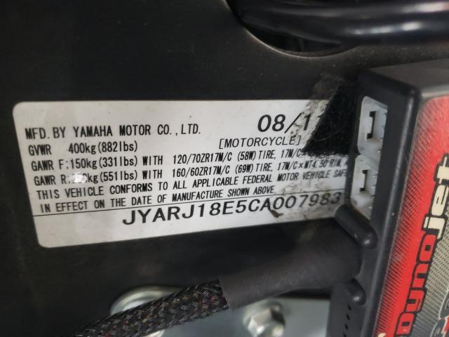 2012 YAMAHA FZ6 R JYARJ18E5CA007983