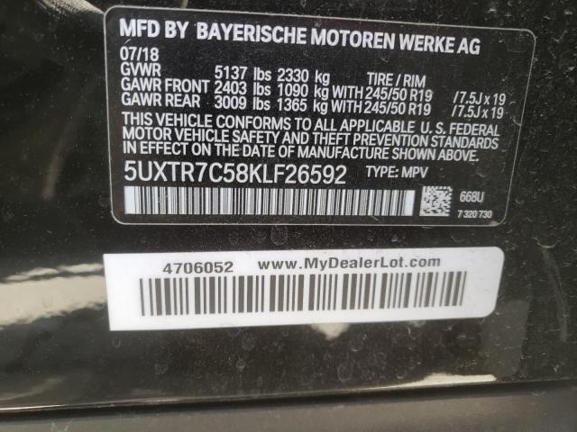 2019 BMW X3 SDRIVE3 5UXTR7C58KLF26592