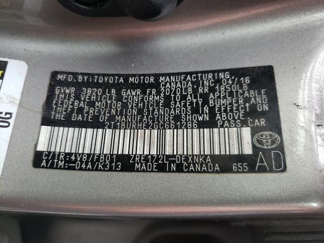 2016 TOYOTA COROLLA L 2T1BURHE2GC661286