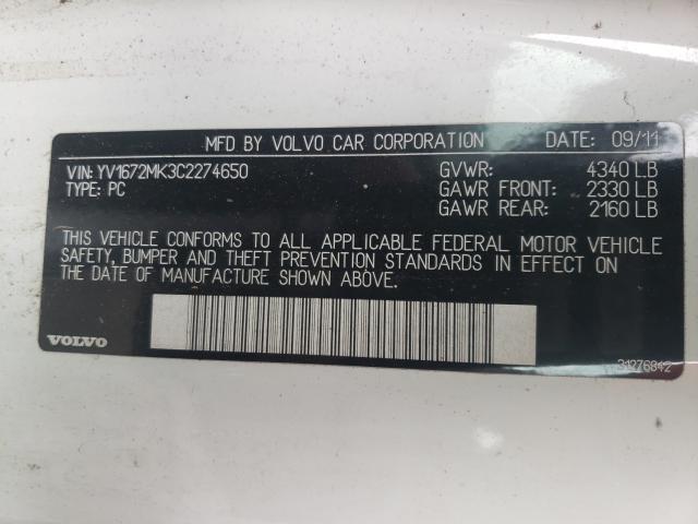 2012 VOLVO C30 T5 YV1672MK3C2274650