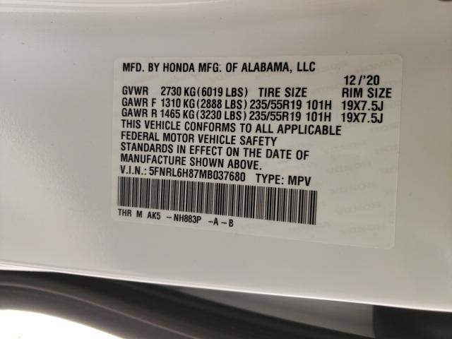 2021 HONDA ODYSSEY 5FNRL6H87MB037680