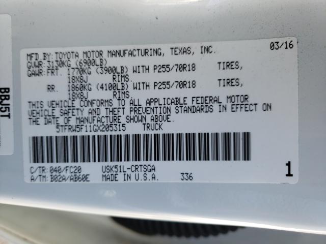 2016 TOYOTA TUNDRA DOU 5TFRW5F11GX205315