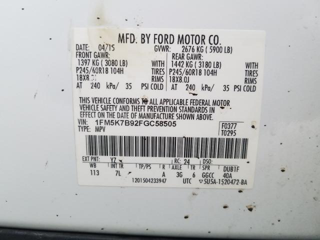 2015 FORD EXPLORER 1FM5K7B92FGC58505