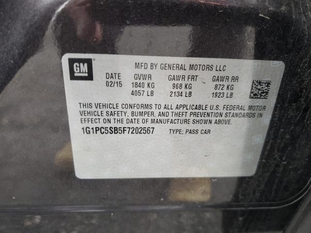 2015 CHEVROLET CRUZE LT 1G1PC5SB5F7202567