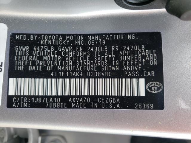 2020 TOYOTA CAMRY XLE 4T1F11AK4LU306480