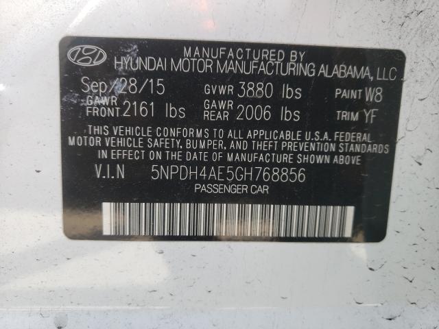 2016 HYUNDAI ELANTRA 5NPDH4AE5GH768856