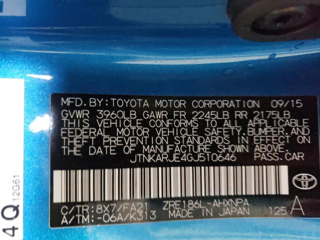 2016 TOYOTA SCION IM JTNKARJE4GJ510646