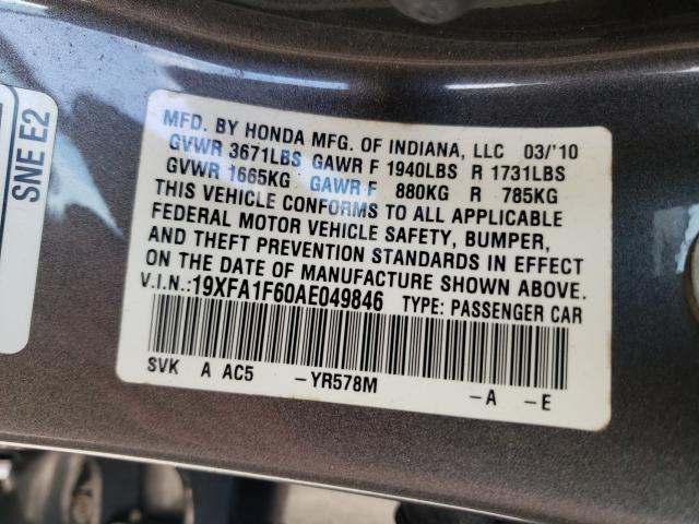 2010 HONDA CIVIC LX-S 19XFA1F60AE049846