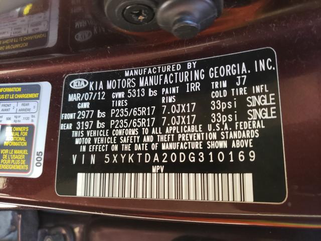 2013 KIA SORENTO 5XYKTDA20DG310169