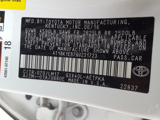 2016 TOYOTA AVALON XLE 4T1BK1EB7GU231723