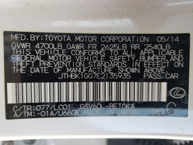 2014 LEXUS ES 350 JTHBK1GG7E2135935