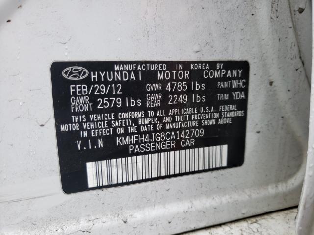 2012 HYUNDAI AZERA GLS KMHFH4JG8CA142709