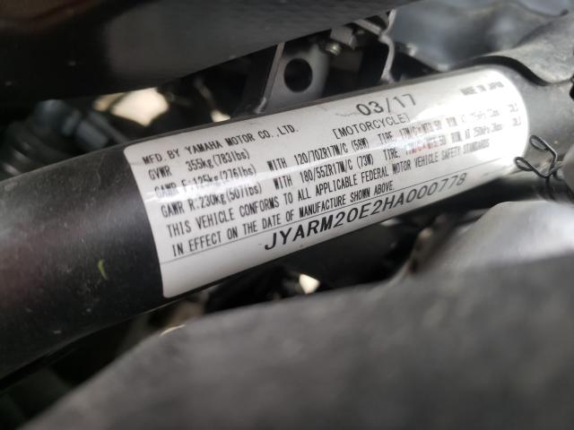 2017 YAMAHA FZ07A JYARM20E2HA000778