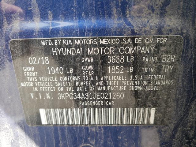 2018 HYUNDAI ACCENT LIM 3KPC34A31JE021260