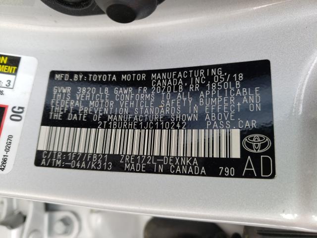 2018 TOYOTA COROLLA L 2T1BURHE1JC110242