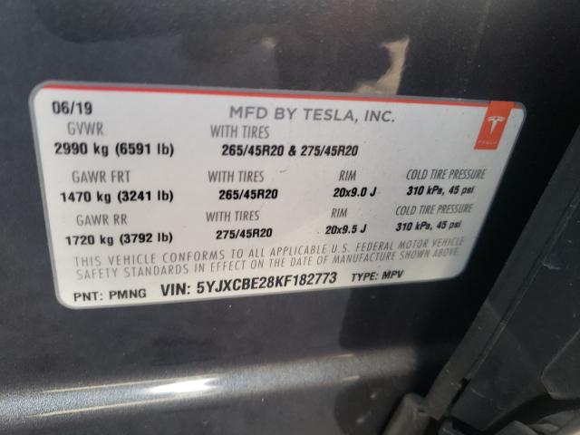 2019 TESLA MODEL X 5YJXCBE28KF182773