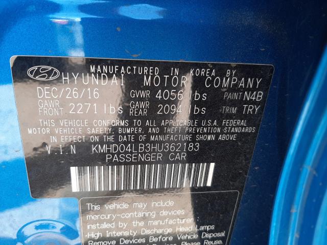 2017 HYUNDAI ELANTRA SP KMHD04LB3HU362183