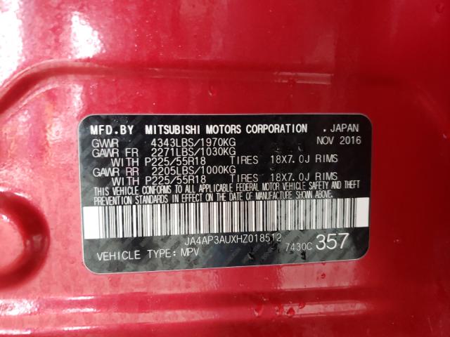 2017 MITSUBISHI OUTLANDER JA4AP3AUXHZ018512