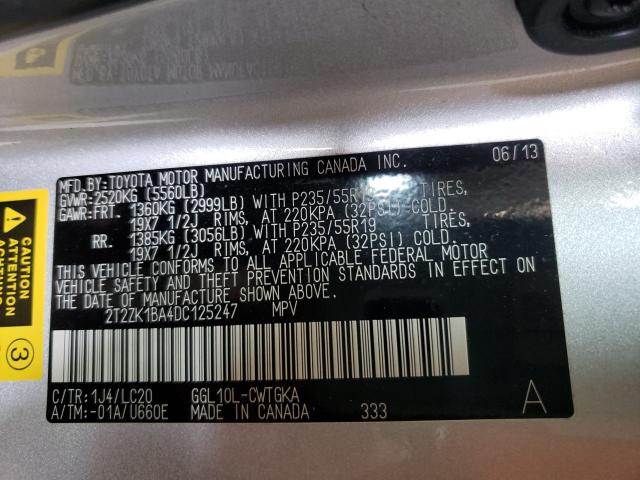 2013 LEXUS RX 350 2T2ZK1BA4DC125247