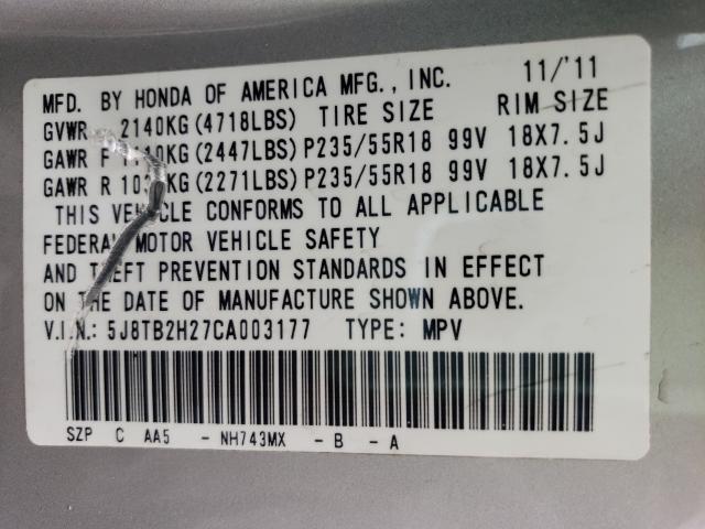 2012 ACURA RDX 5J8TB2H27CA003177