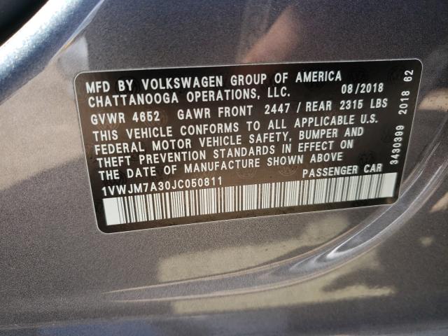 2018 VOLKSWAGEN PASSAT GT 1VWJM7A30JC050811