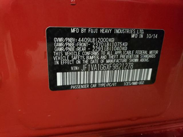 2015 SUBARU WRX LIMITE JF1VA1G6XF9821278