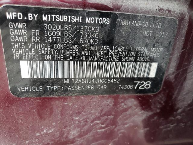 2018 MITSUBISHI MIRAGE GT ML32A5HJ4JH005482