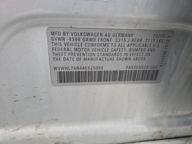 2010 VOLKSWAGEN CC LUXURY WVWHL7AN4AE525094