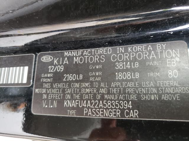 2010 KIA FORTE EX KNAFU4A22A5835394