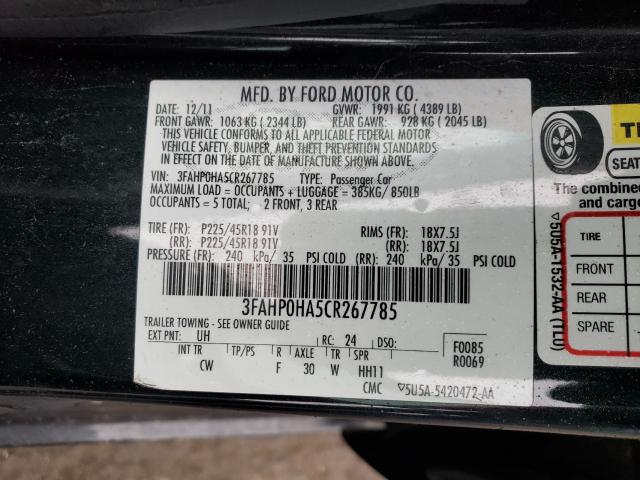 2012 FORD FUSION SE 3FAHP0HA5CR267785