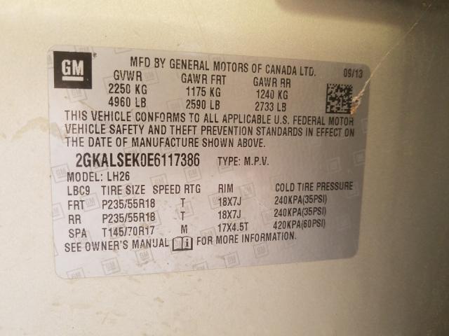 VIN WP1AA2A50MLB00366 2014 GMC TERRAIN SL no.10