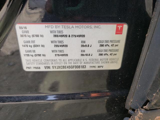 2016 TESLA MODEL X 5YJXCBE45GF008183