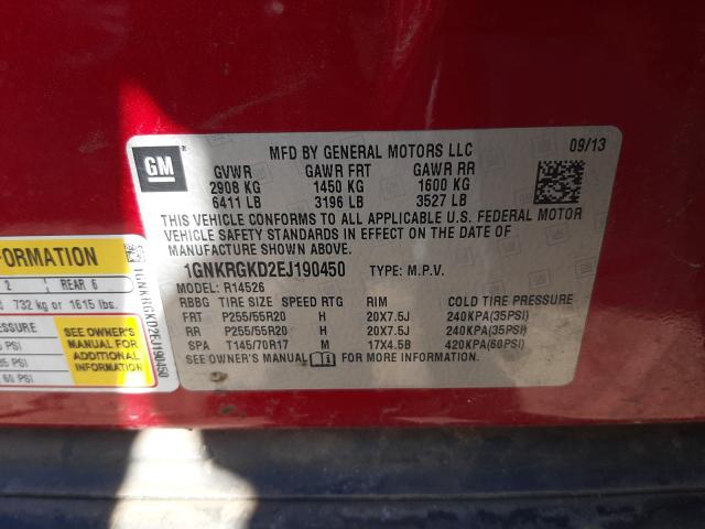 VIN 1FA6P0G78E5390774 2014 Ford Fusion, S no.10