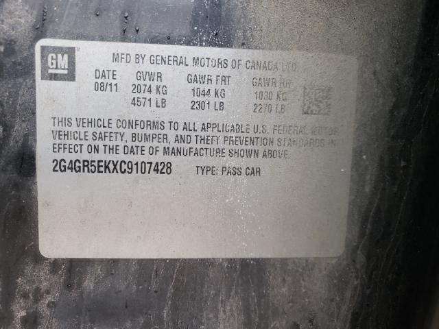 2012 BUICK REGAL 2G4GR5EKXC9107428