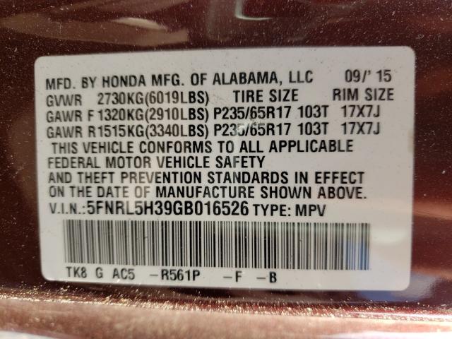 2016 HONDA ODYSSEY SE 5FNRL5H39GB016526